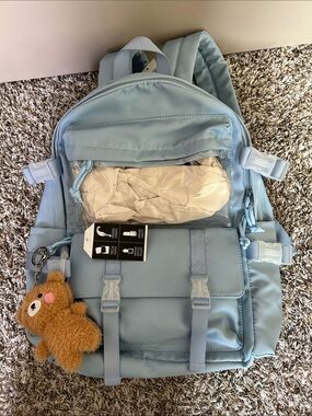 Hot Topic Light Blue Casual Backpack with Strap Details
